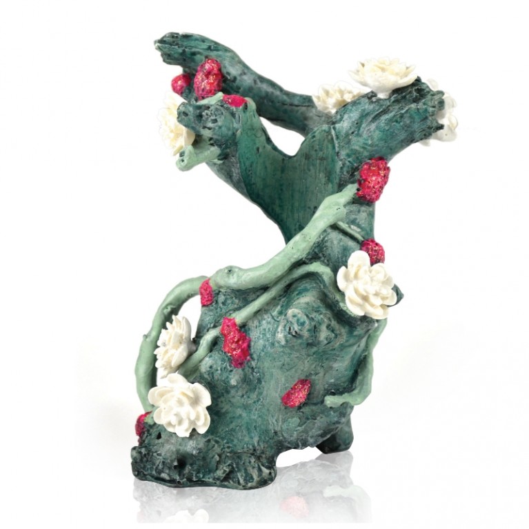 Декоративная фигура 'Зеленый пень с цветами', Flower trunk ornament green