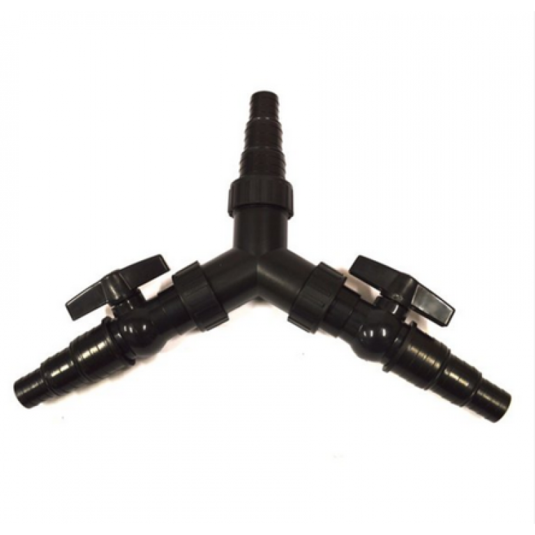 Делитель потока CST-01F на 2 потока с кранами, для шлангов диаметром19 мм , 25 мм, 32 мм