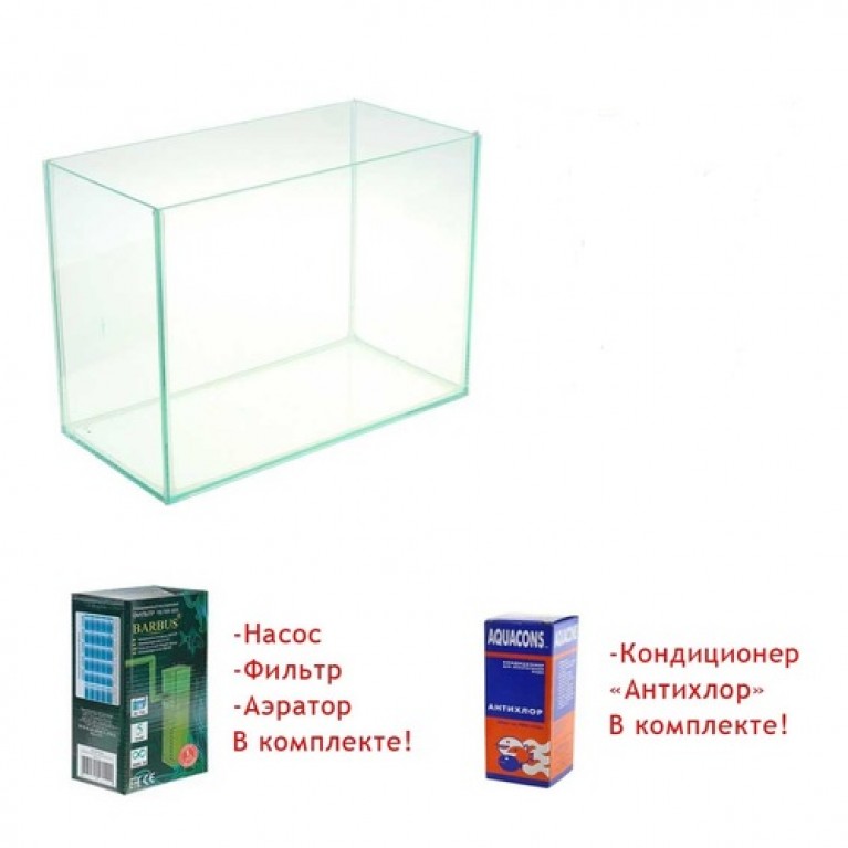 Аквариумный набор AquaScape прямоугольный 5л, 25*13*15,5см, конциционер для воды, фильтрнасос-аэратор в комплекте