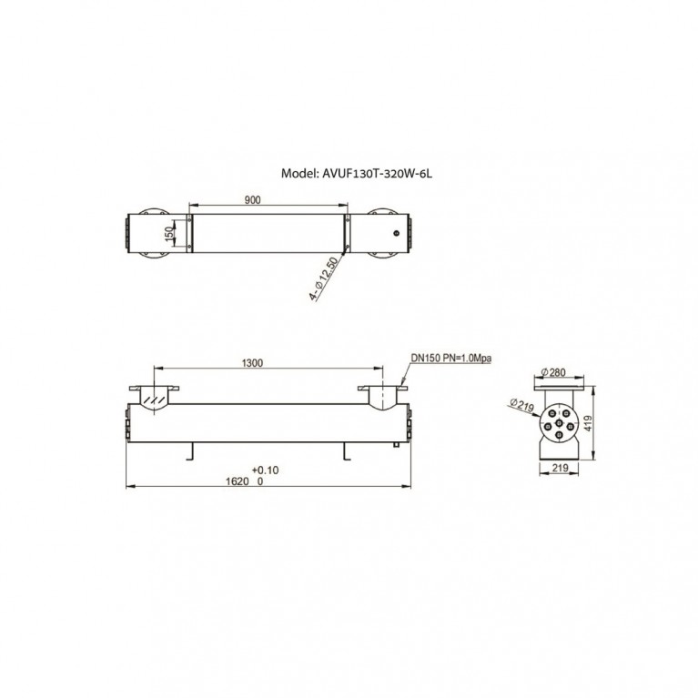 Ультрафиолетовая установка AquaViva AVUF130T, до 170м3, DN150, 2кВт (6шт/320Вт)
