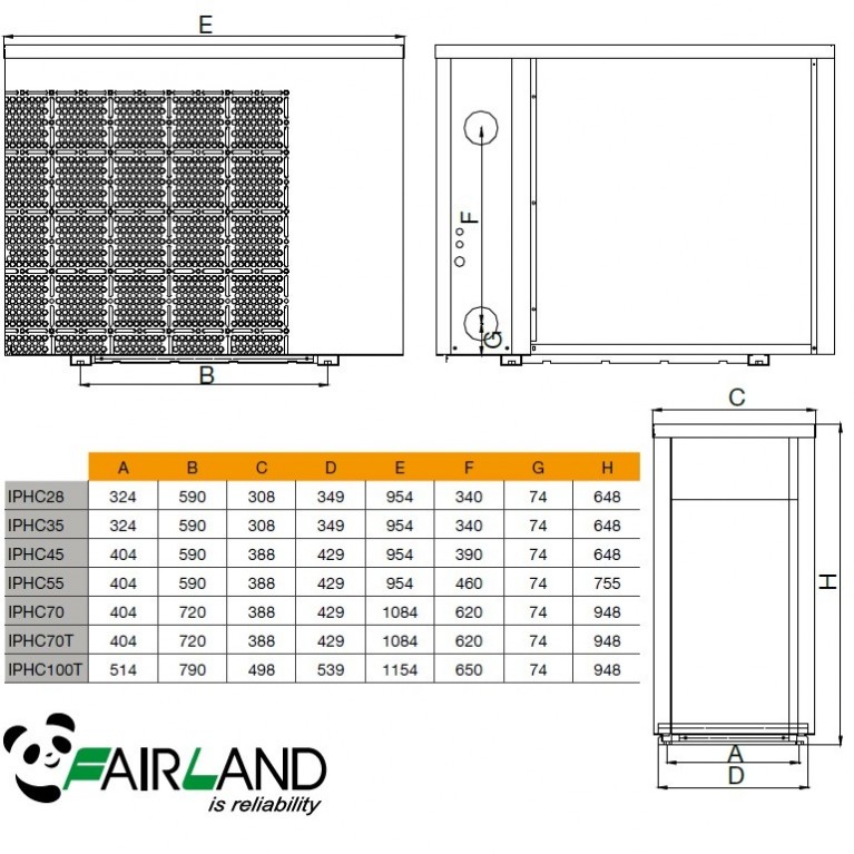 Тепловой инверторный насос Fairland IPHC100T (тепло/холод, 36.5 кВт)