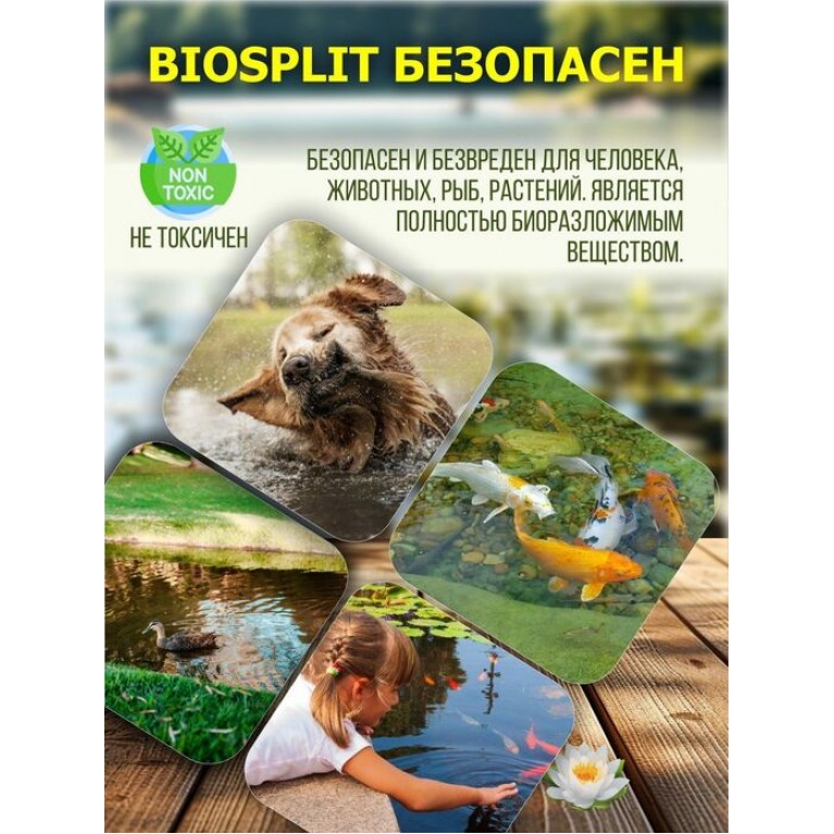 Средство для пруда от ила и водорослей BIOSPLIT, 5Л (ДЛЯ ПРУДА ДО 500М2)