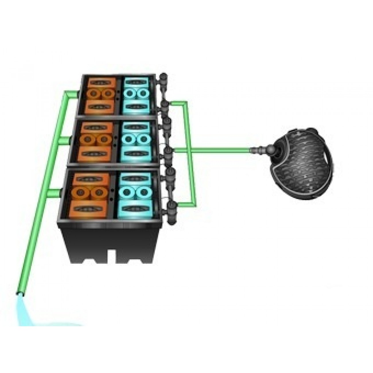 Фильтр проточный Pondtech BIO-SYSTEM 2, для пруда, 150 м3, 30000 л/ч, УФ-лампа 165 Вт
