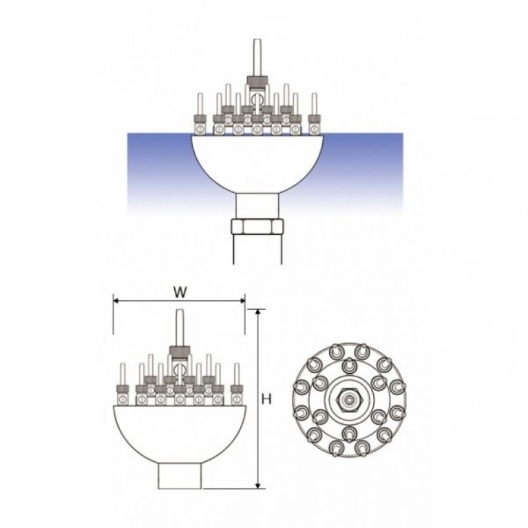 Насадка фонтанная SA40, Vulkan 1 1/2" ВР, высота макс 2,5 м, диаметр макс 2,5 м, из меди