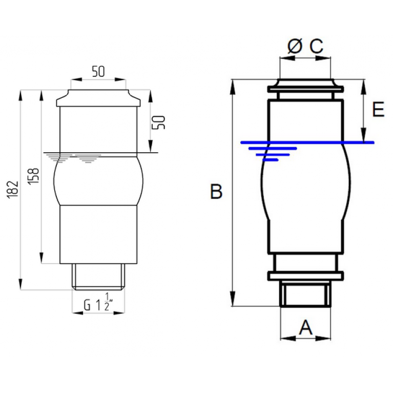 Насадка фонтанная CPS40B, Пенный столб 1½" НР из нержавеющей стали , высота 8 м