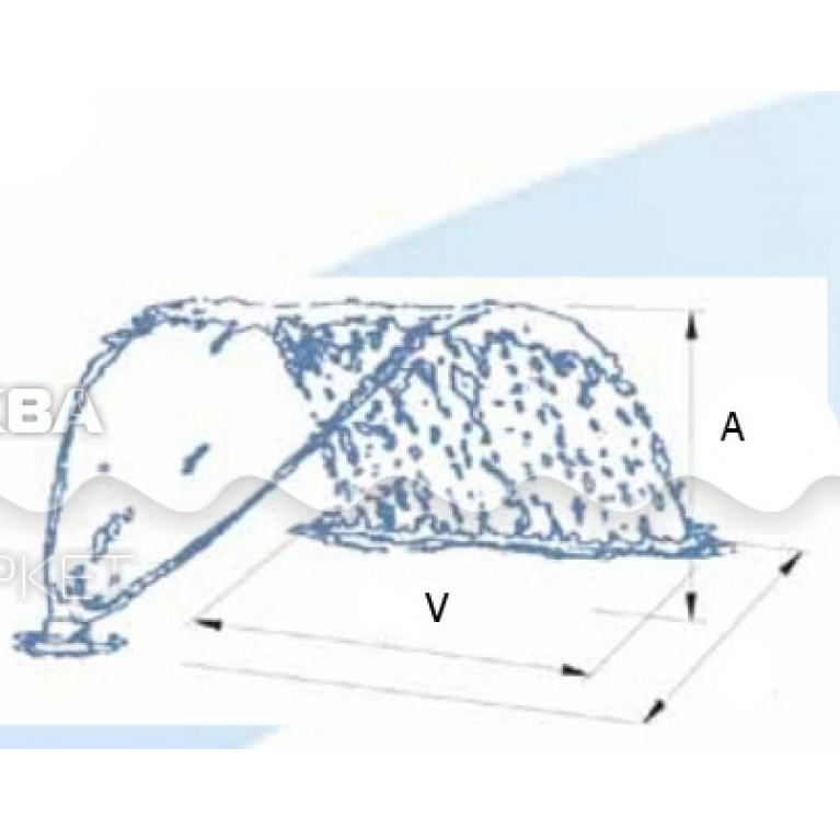 Насадка фонтанная ME25, Fan jet 1" ВР, высота макс 0,8 м, диаметр макс 1,5 м, из меди