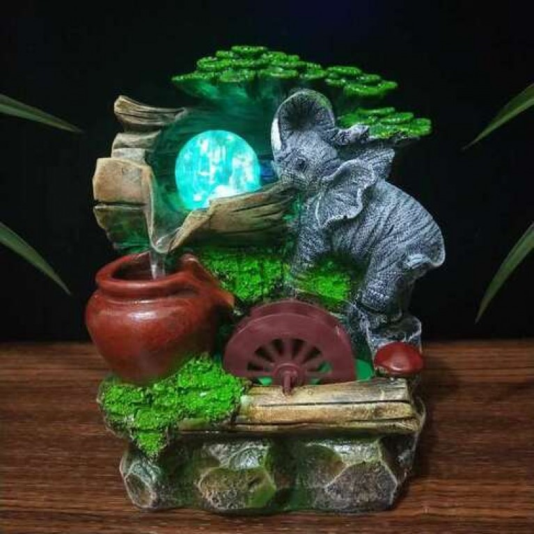 Фонтан настольный "Слон и мельница", 15 x 12 x 20 см, полистоун