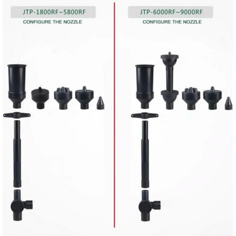 Насос фонтанный JTP-9000RF, 9000л/ч, 5,2м напор, 70вт, 220В, с комплектом фонтанных насадок, с регулятором потока, для создания фонтана, ручья, каскада, ф