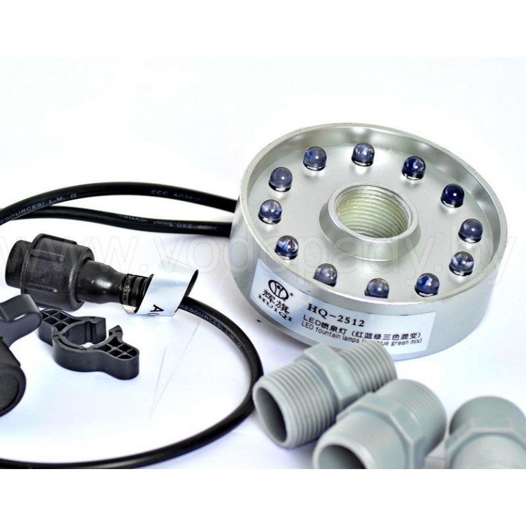 Подсветка для фонтана /пруда HQ2512 светодиодная, 9 вт, разноцветная, 24 в напряжение, 0,5 м кабель, в корпусе из пластика